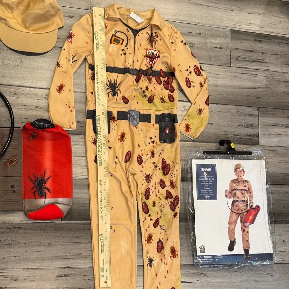 Kids Beige Bug Exterminator Costume with Backpack Accessories